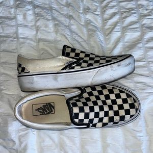 Platform Checkered Vans Slip Ons